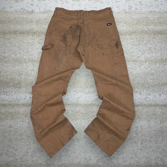 Vintage 90s Dickies Carpenter Pants 34x34 Baggy Camel Tan Canvas Dungarees